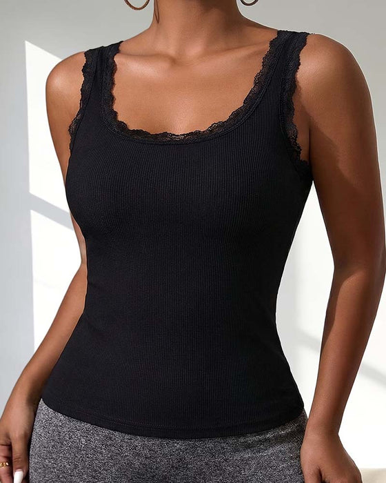 Tank Top Polstret Blonder Kant