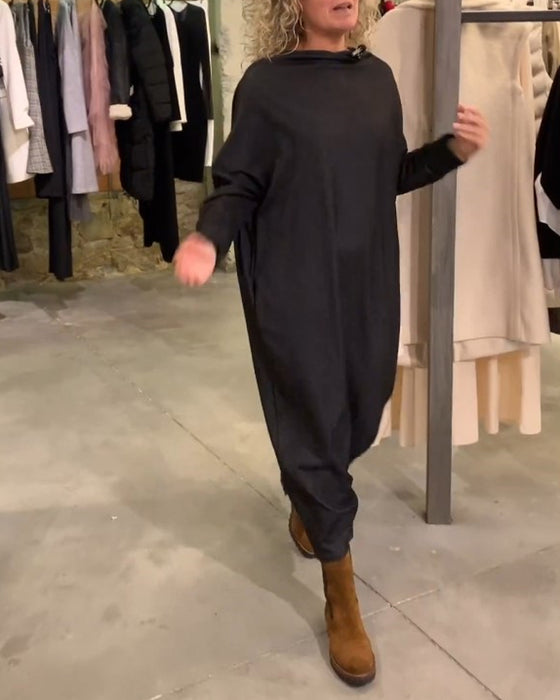 Afslappet flagermus-ærmet kjole