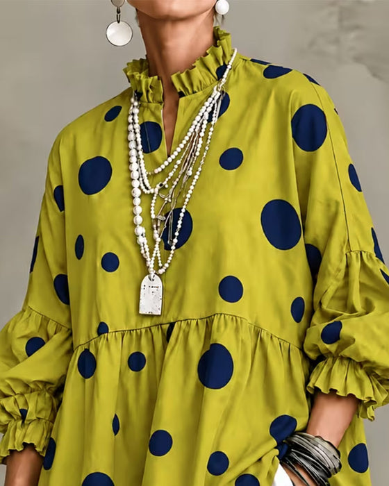 Bluse Stor Prikket Volang