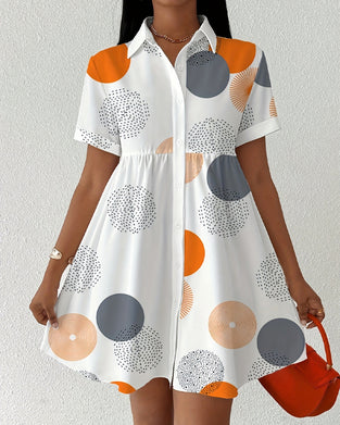 Kjole Polka Dot Print Skjorte