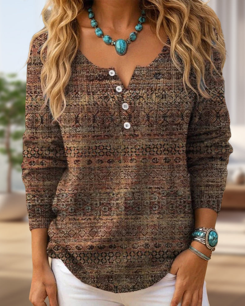 Top Med Vintage Stil, Kausal Stemning Och Knappet Detalj