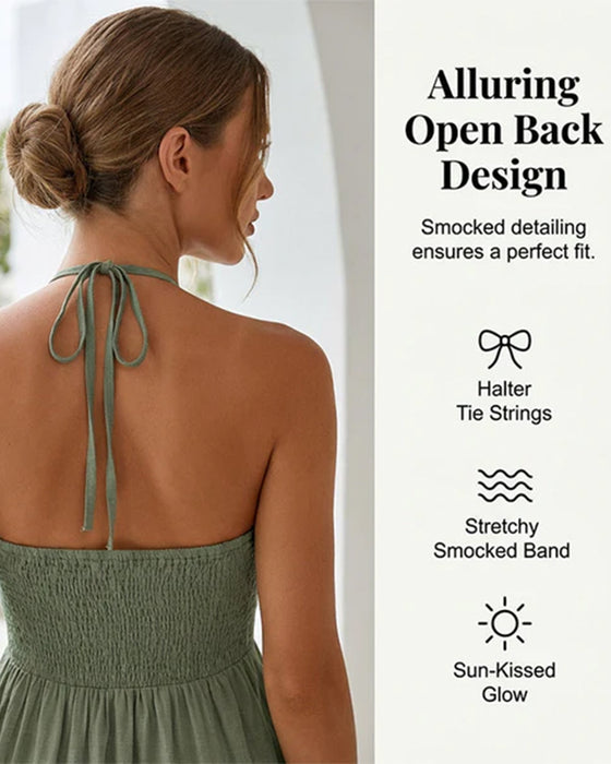 Kjole Halsstrop Bandeau Flerlags Rynke