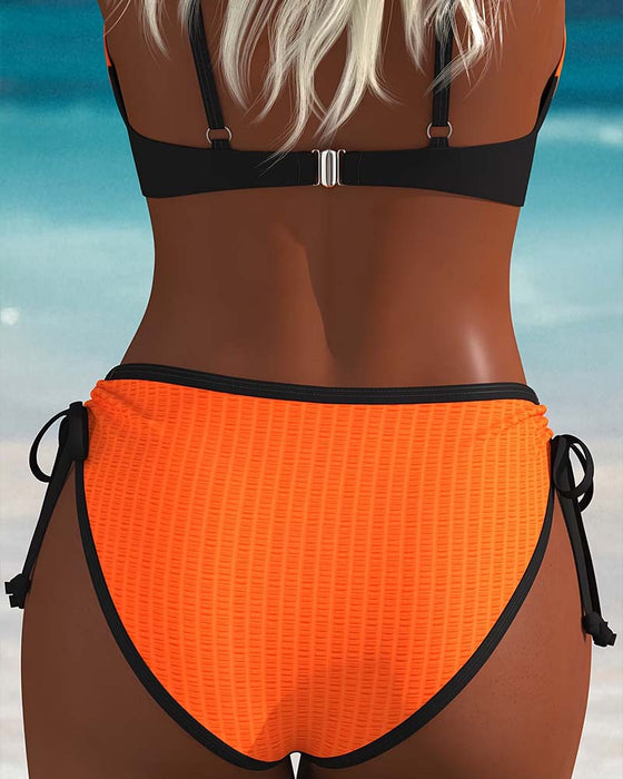 Bikini Kontrastfarve Push-Up Snøre