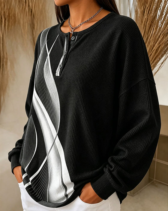 Sweatshirt Vaffel Casual Knap