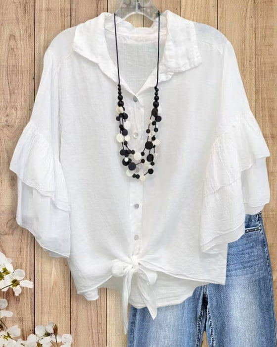 Bluse Skjorte Krave Ruffle Slips