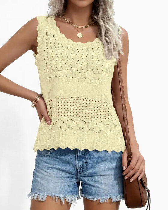 Tanktop Gennembrudt Bølget Kant Ærmeløs
