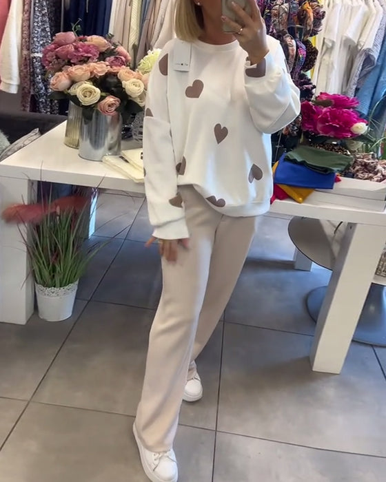 Todelt Sæt Hjerternønster Casual