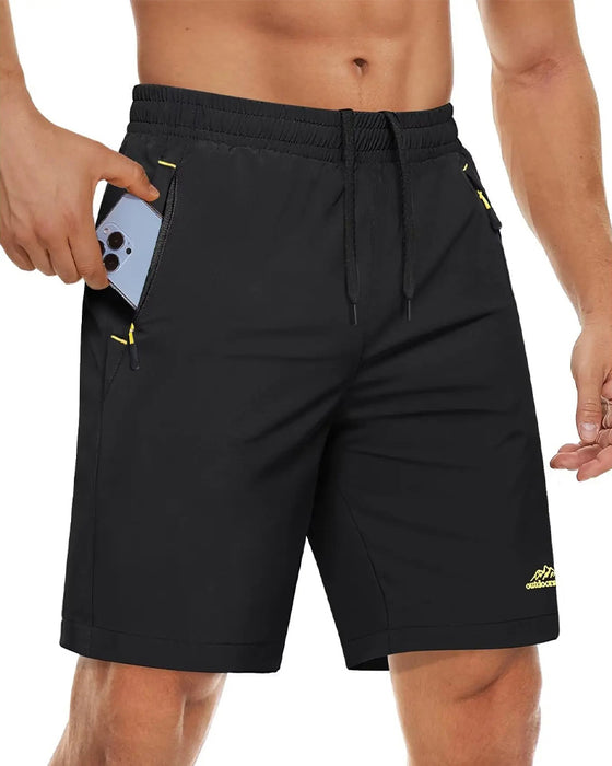 Shorts Elastik Talje Snørre Lynlås Sport