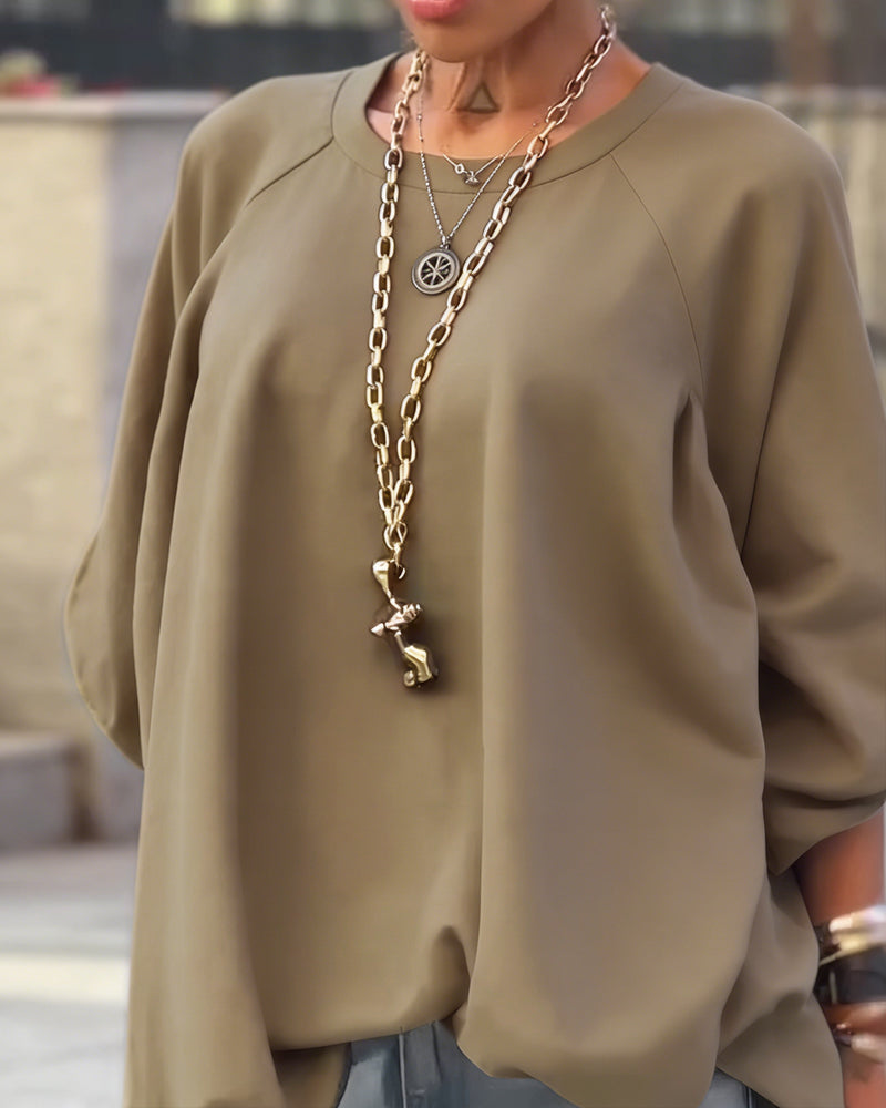 Top Ensfarvet Løs Asymmetrisk