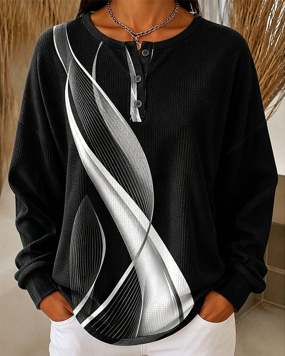 Sweatshirt Vaffel Casual Knap