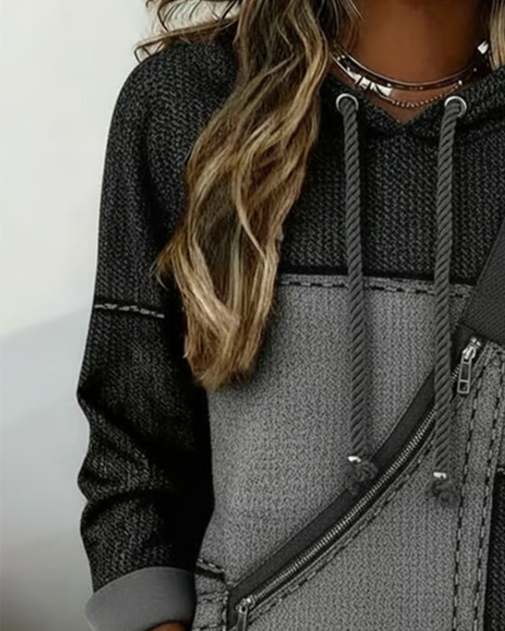 Stilfuld Hættetrøje Med Farveblokke