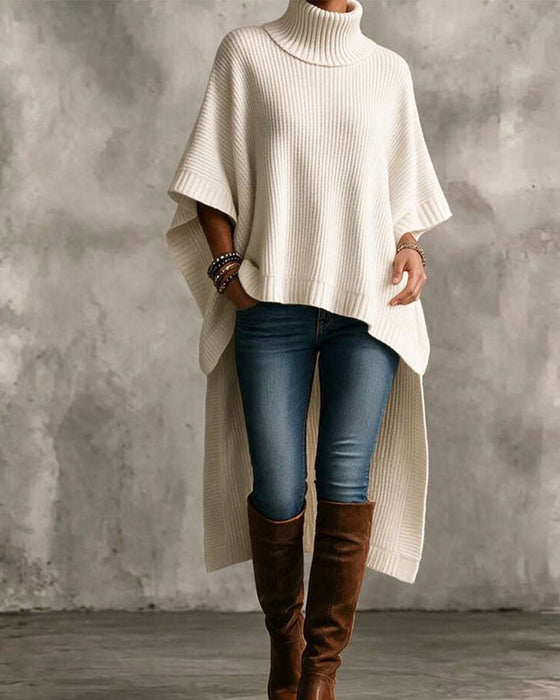 Pullover Turtleneck Cape Uregelmæssig