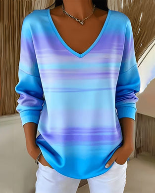 Sweatshirts V-Hals Lang Ærme Ombre