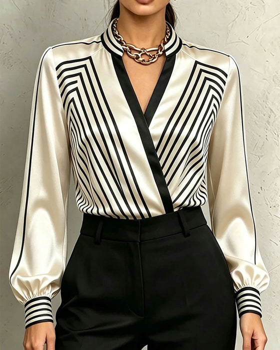 Bluse Stribet Trendy Lang Ærme