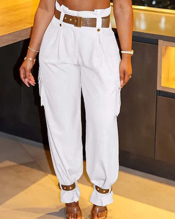 Hvide cargobukser med brede ben