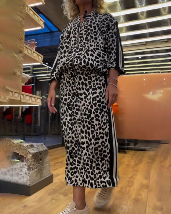 To-delt leopardprint sæt | Top og nederdel