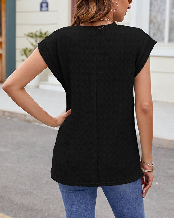 T-Shirt Rund Hals Ensfarvet Kort Ærme