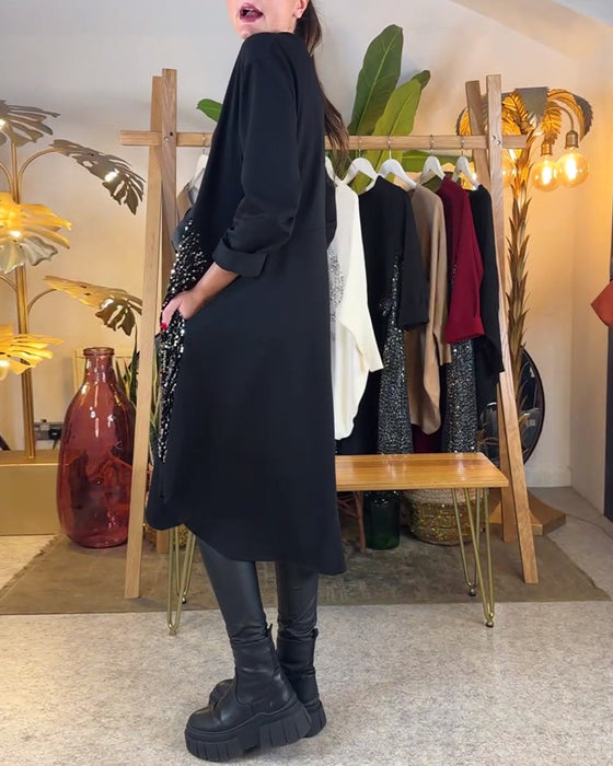 Kjole Langærmet Løs Med Pailletter