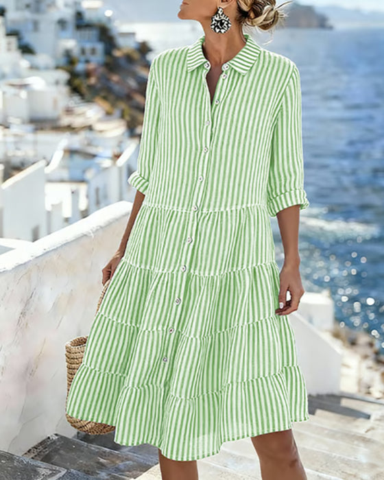 Kjole Lodretstribet Skjorte
