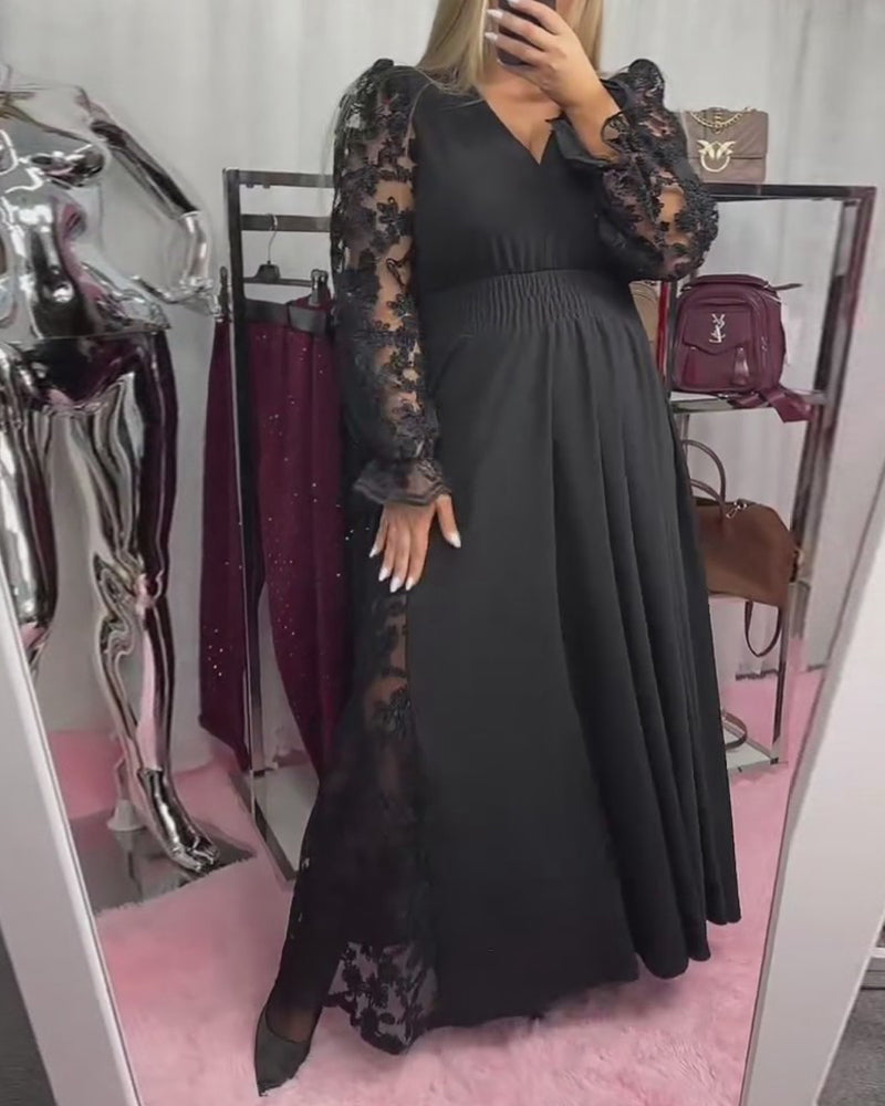 Kjole Knipling Stitching V-Hals A-Snit