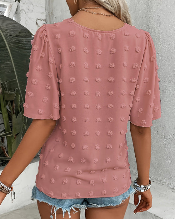 Bluse Sammenføjet Jacquard Flæseærme