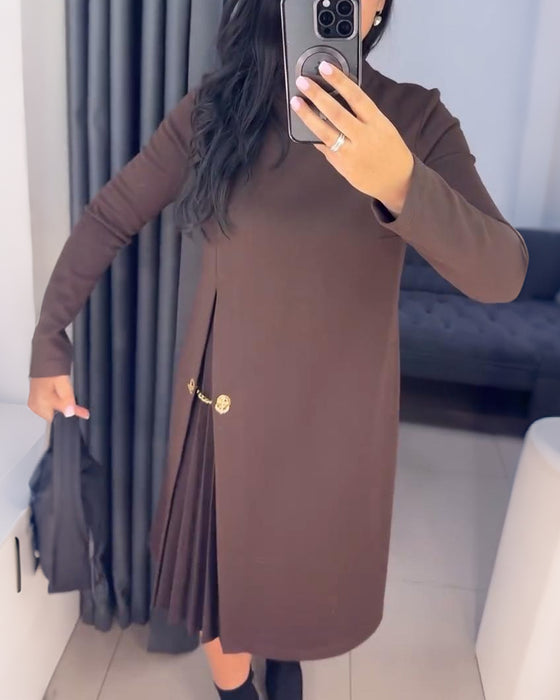 Elegant Kjole Med Malet Patchwork