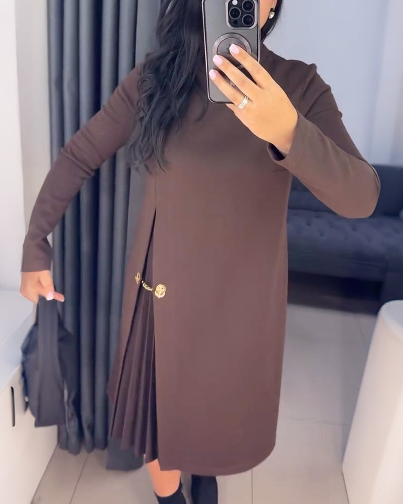 Elegant Kjole Med Malet Patchwork