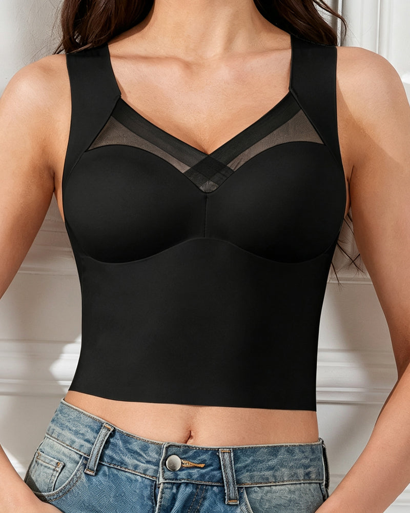 Tank Top Mesh-Splicing Indbygget Bh
