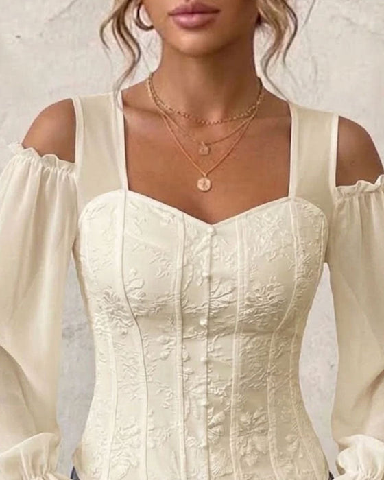 Bluse Off-Shoulder Lang Ærme Talje