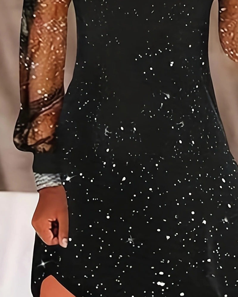 Kjole Med Stropper Mesh Indsats Langærmet