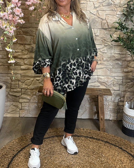 Bluse Gradient Leopardprint Langærmet