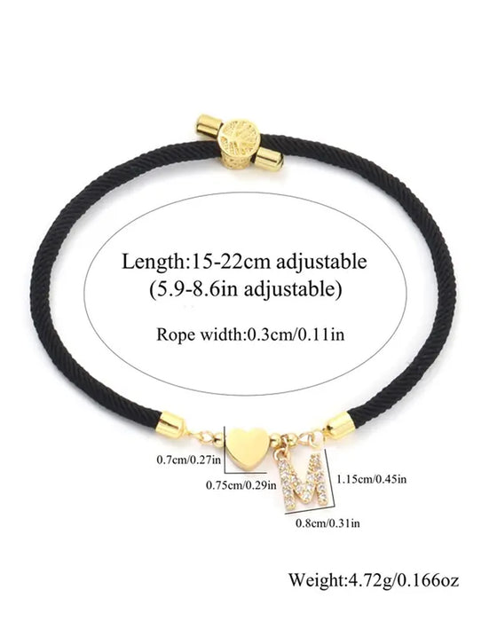 Initialt Hjerte Charm Link Modearmbånd