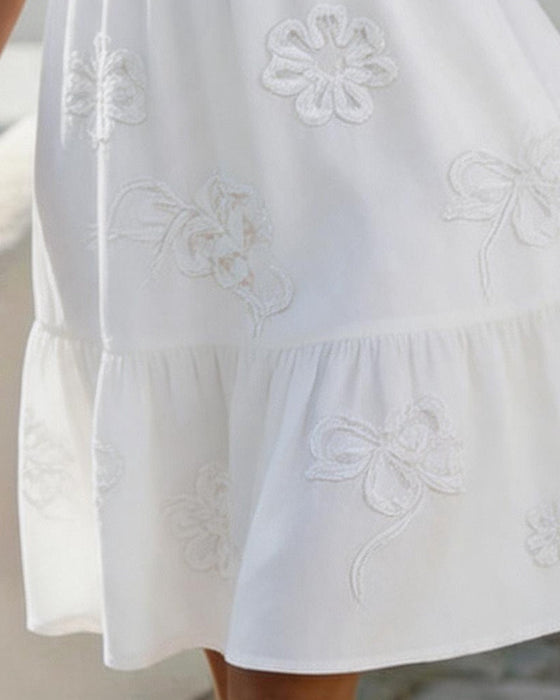 Kjole Puf Kort Ærme Blomstret