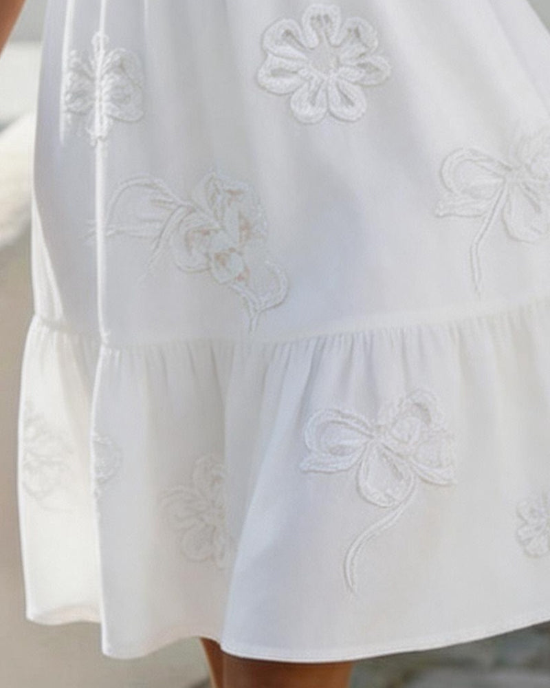 Kjole Puf Kort Ærme Blomstret