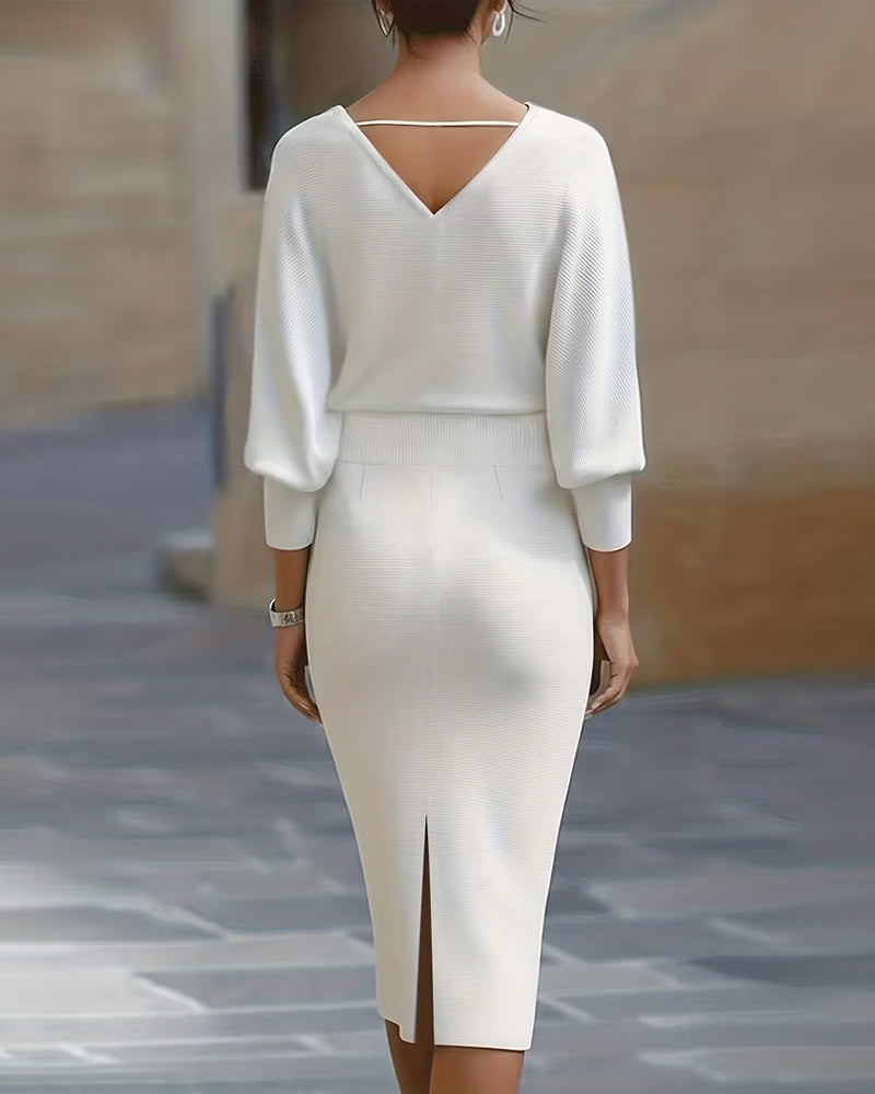 Set Splittet Nederdel & Draperet Top Koord