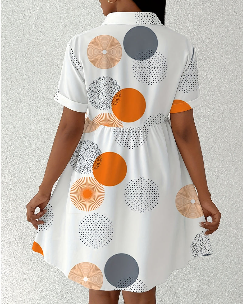 Kjole Polka Dot Print Skjorte