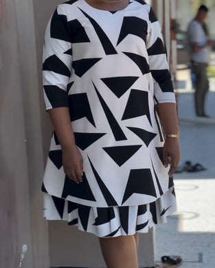 Kjole Kortærmet Geometrisk Tryk Maxi
