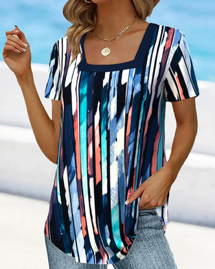 T-shirt Kortærmet Bred Krave Trykt