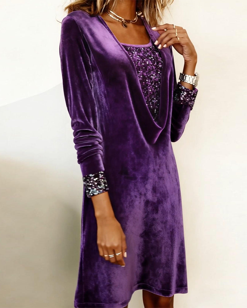 Kjole Elegant Paliet Patchwork