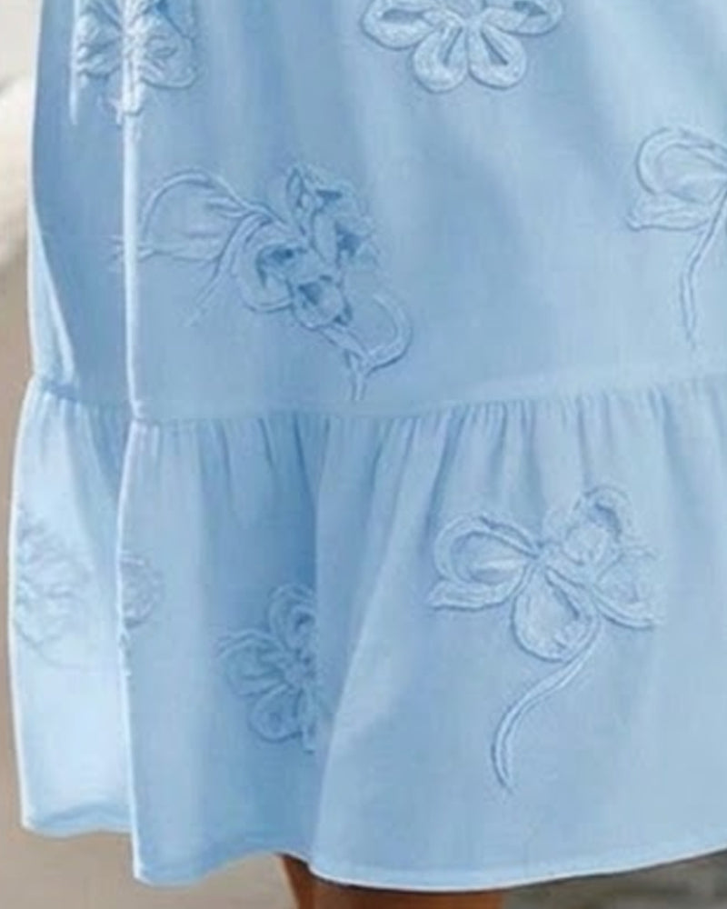 Kjole Puf Kort Ærme Blomstret
