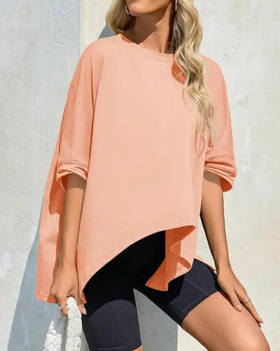 T-Shirt Loose Fit Hverdag Flagermusærme