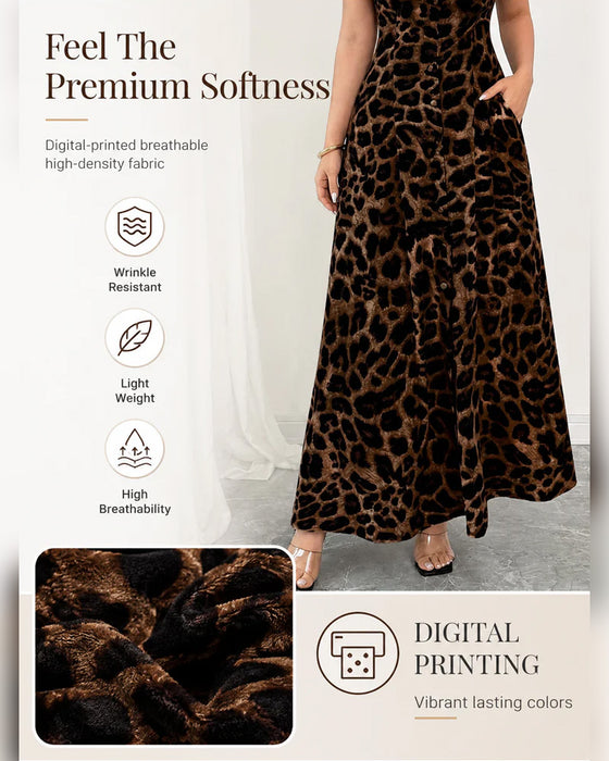 Kjole Afslappet Leopard Maxi