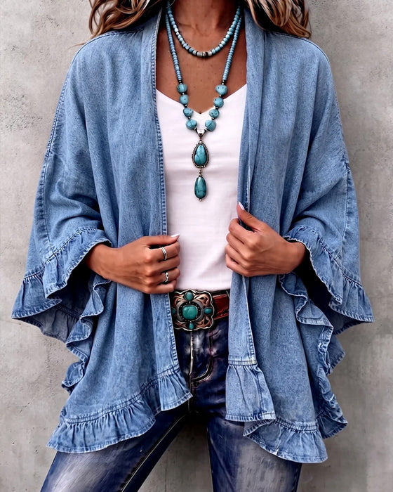 Frakke Denim Ruffle Løs