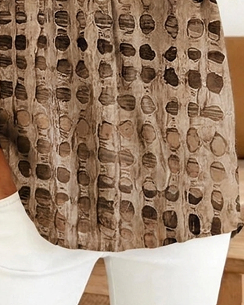 Bluse Prikket Tryk Knap Halv Stolpe