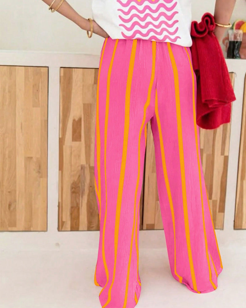 Bukser Stribe Lomme Loose Fit Lige Ben Lang