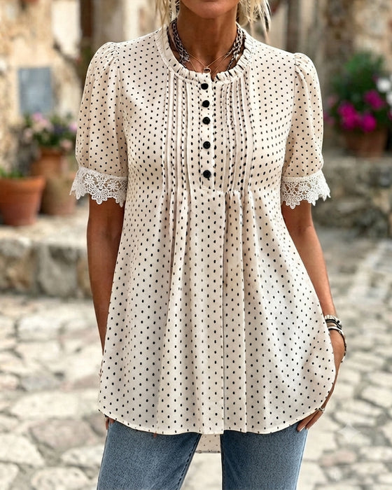 Bluse Bobble Ærme Polka Dot