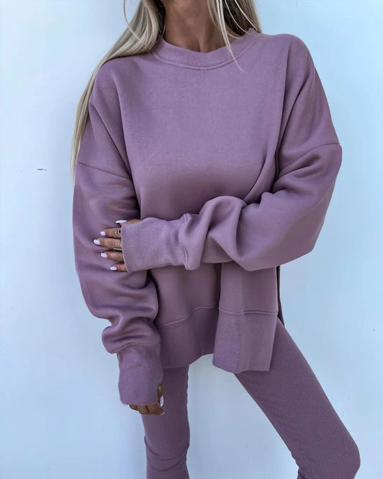 Sæt Slim Bukser Løs Sweatshirt