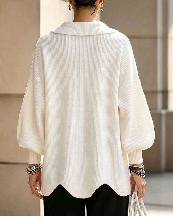Pullover Enfarvet Revers
