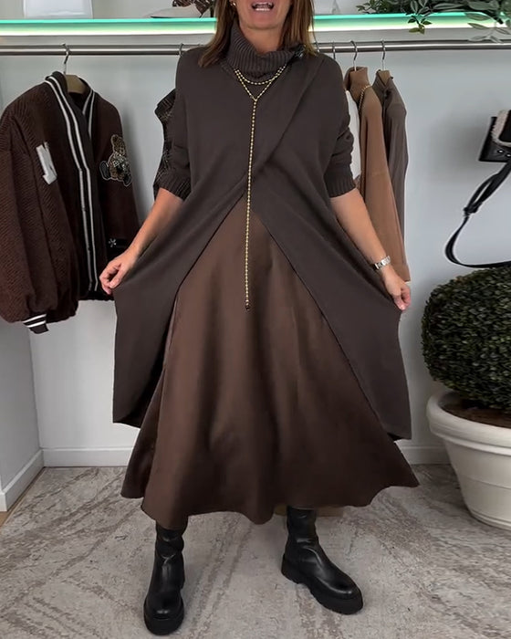 Lang rullekravesweater med slids