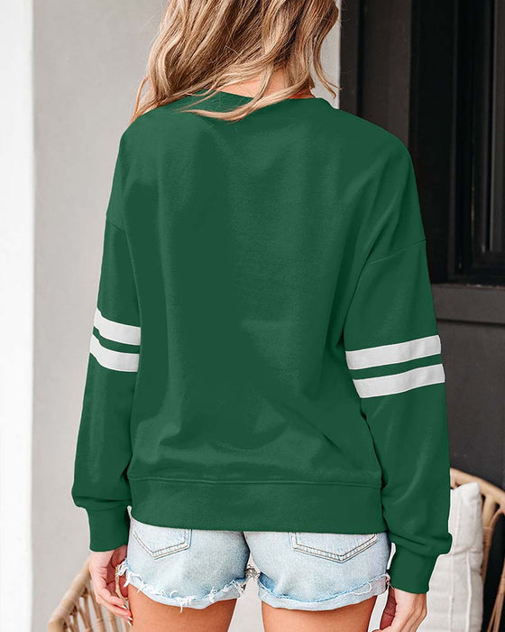 Farveblok Langærmet Rundhalset Sweatshirt